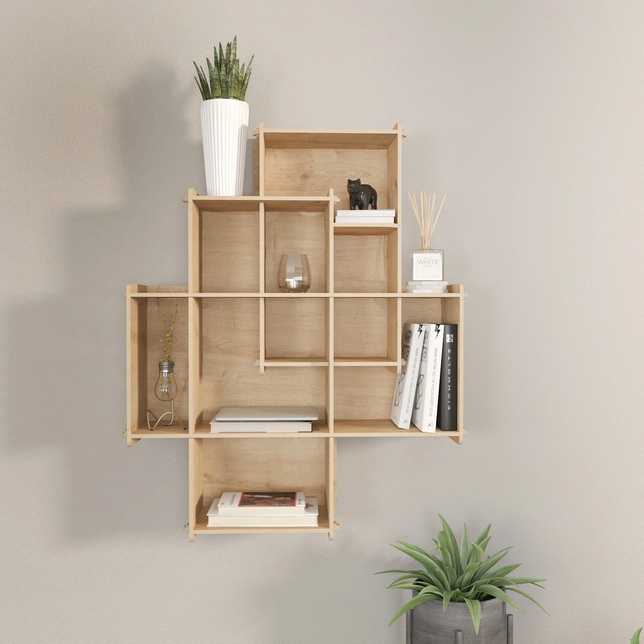 Raft de perete, Hanah Home, Adis, 70x88.7x21 cm, Stejar - imagine 6